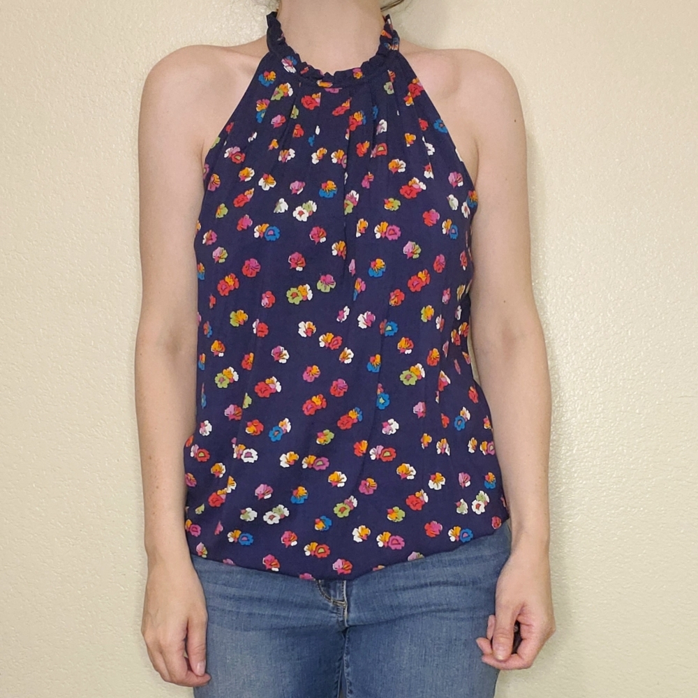M? Cynthia Rowley blue floral halter top
